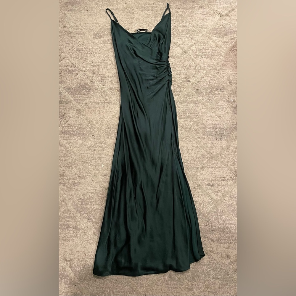 Zara Satin Midi Wrap Dress Size S